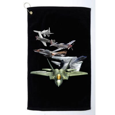 History Of The Fighter Plane - Air Force F-22 F-16 Golf Towel