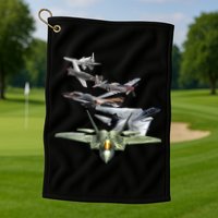 History Of The Fighter Plane - Air Force F-22 F-16 Golf Towel