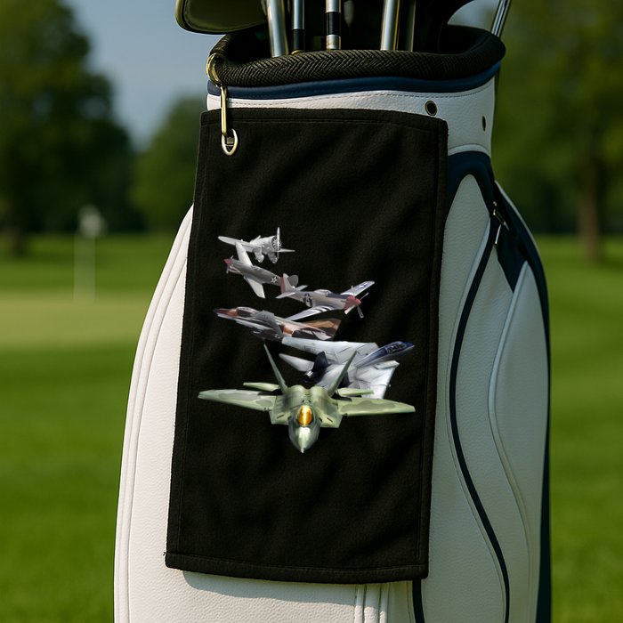 History Of The Fighter Plane - Air Force F-22 F-16 Golf Towel