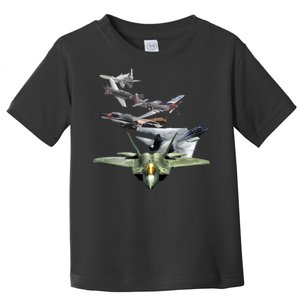 History Of The Fighter Plane - Air Force F-22 F-16 Toddler T-Shirt