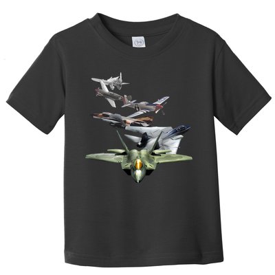 History Of The Fighter Plane - Air Force F-22 F-16 Toddler T-Shirt