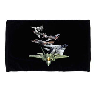 History Of The Fighter Plane - Air Force F-22 F-16 Microfiber Hand Towel