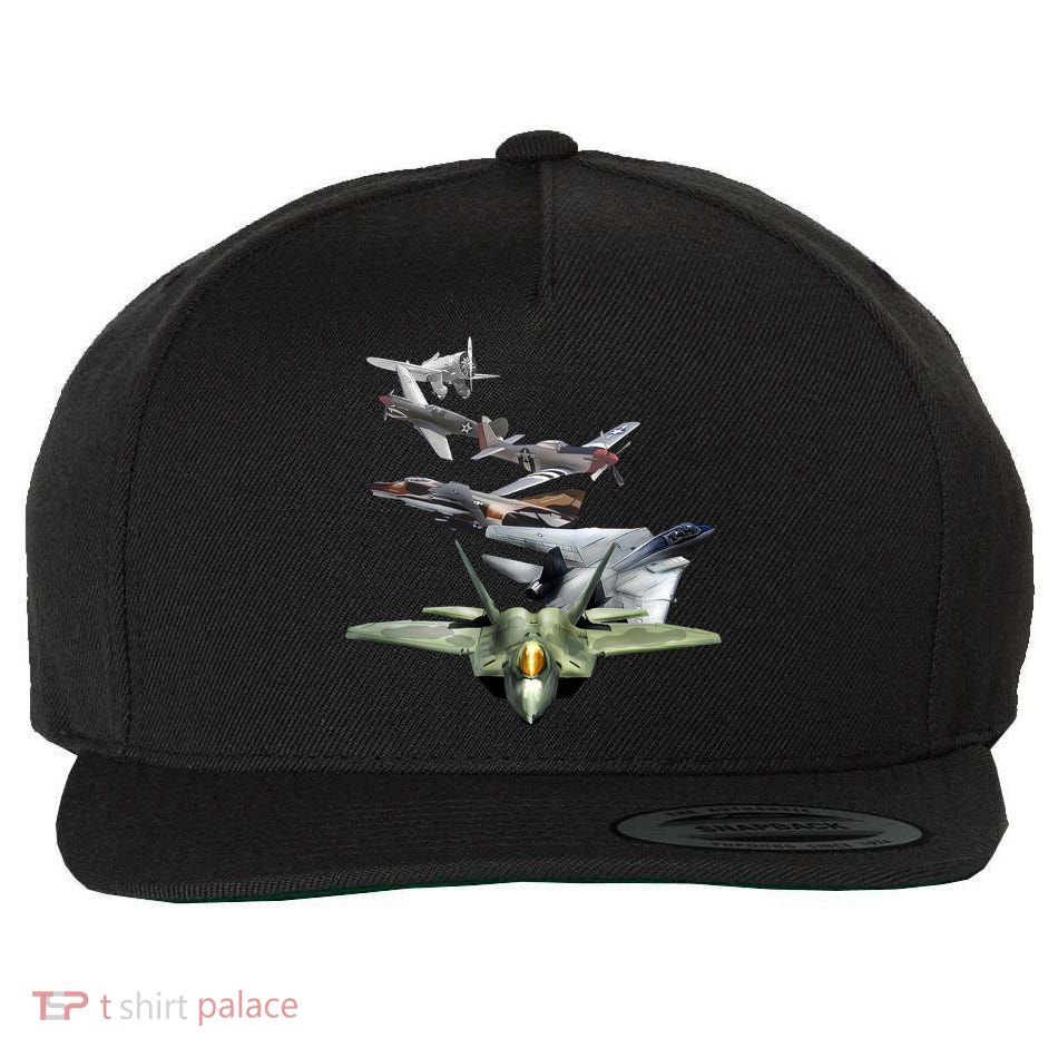 History Of The Fighter Plane - Air Force F-22 F-16 Wool Snapback Cap