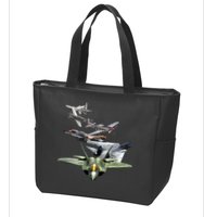 History Of The Fighter Plane - Air Force F-22 F-16 Zip Tote Bag