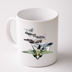 History Of The Fighter Plane - Air Force F-22 F-16 Coffee Mug