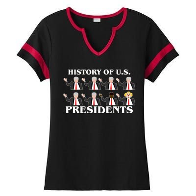 History of U.S. Presidents Anti Trump Clown Ladies Halftime Notch Neck Tee