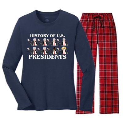 History of U.S. Presidents Anti Trump Clown Women's Long Sleeve Flannel Pajama Set 