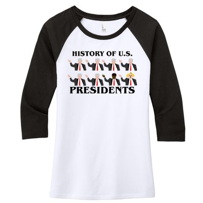 History of U.S. Presidents Anti Trump Clown Women's Tri-Blend 3/4-Sleeve Raglan Shirt