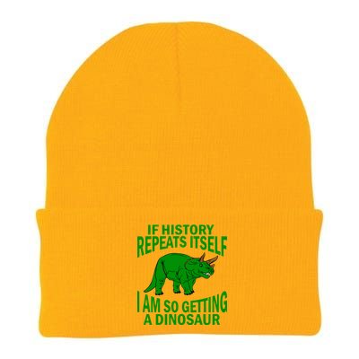 History Repeating Dinosaur Knit Cap Winter Beanie