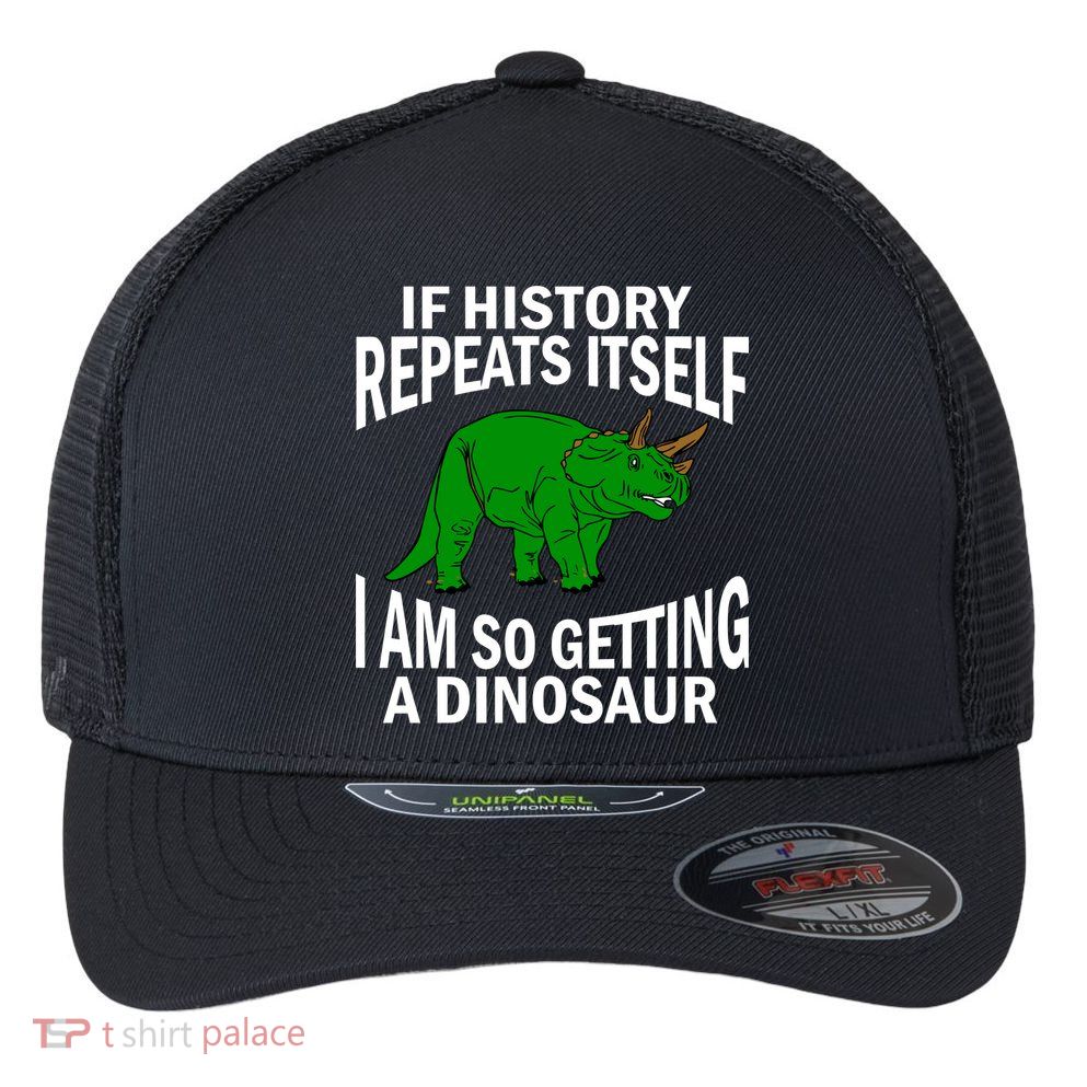 History Repeating Dinosaur Flexfit Unipanel Trucker Cap