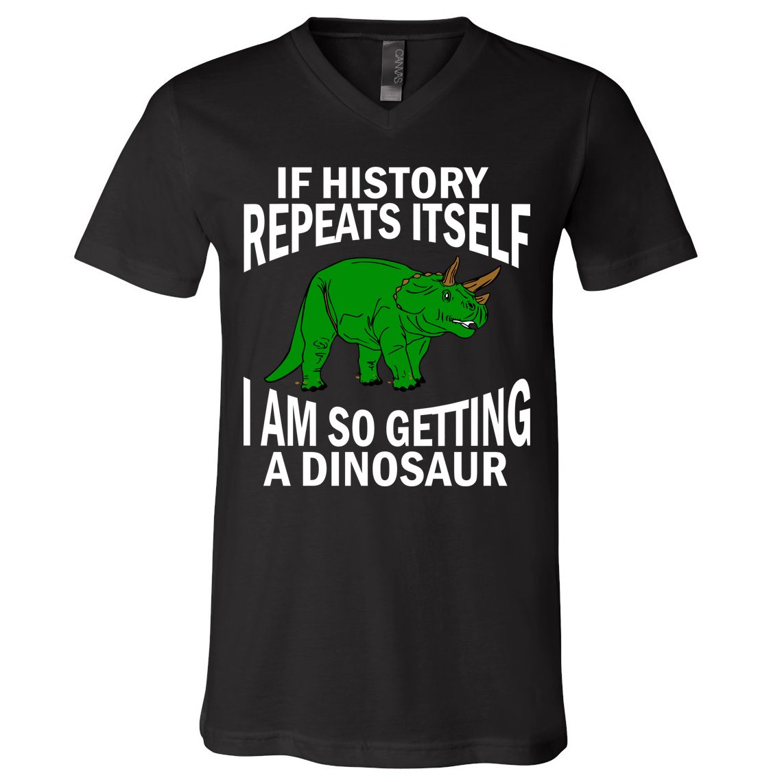 History Repeating Dinosaur V-Neck T-Shirt