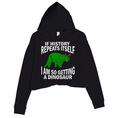 History Repeating Dinosaur Crop Fleece Hoodie