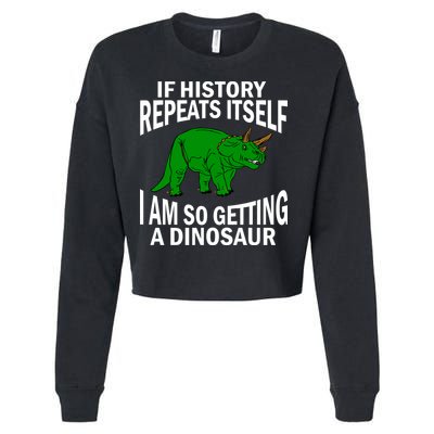 History Repeating Dinosaur Cropped Pullover Crew