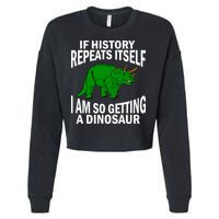 History Repeating Dinosaur Cropped Pullover Crew