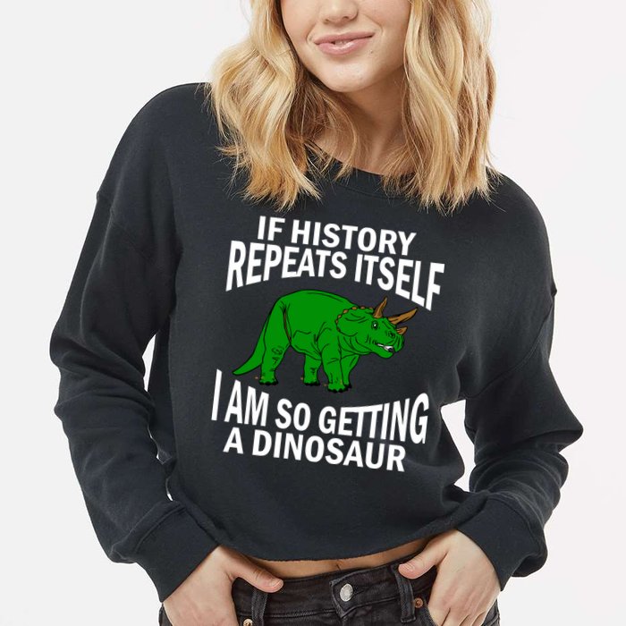 History Repeating Dinosaur Cropped Pullover Crew