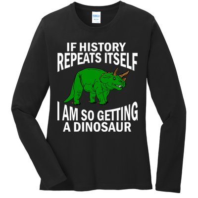 History Repeating Dinosaur Ladies Long Sleeve Shirt