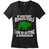 History Repeating Dinosaur Women's V-Neck T-Shirt