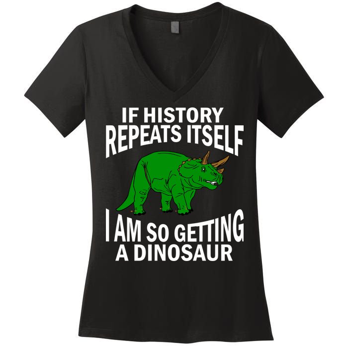 History Repeating Dinosaur Women's V-Neck T-Shirt