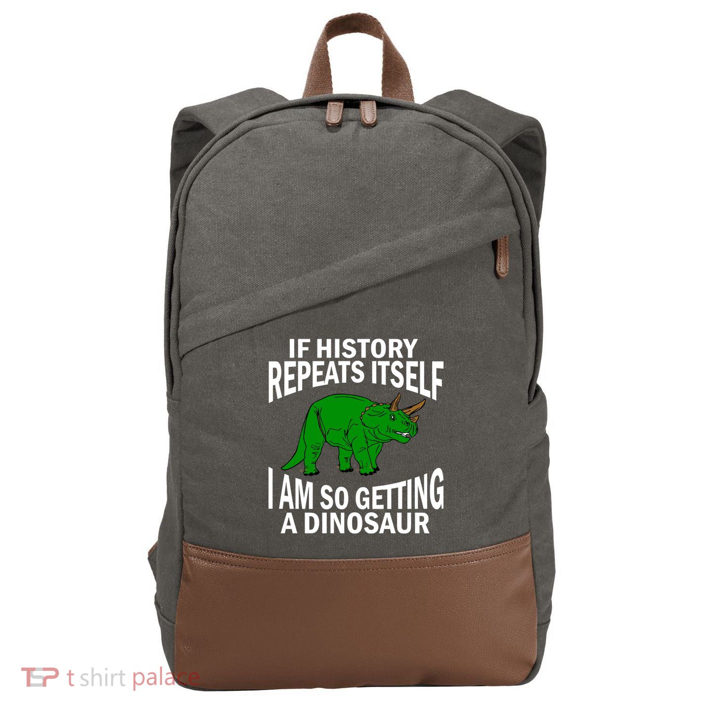 History Repeating Dinosaur Cotton Canvas Backpack