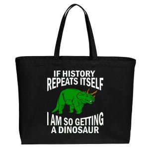 History Repeating Dinosaur Cotton Canvas Jumbo Tote