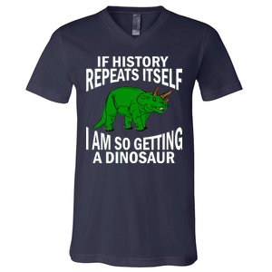 History Repeating Dinosaur V-Neck T-Shirt