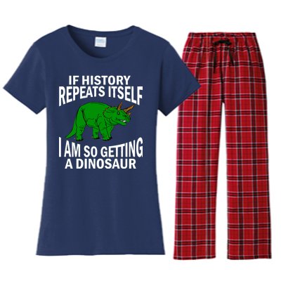 History Repeating Dinosaur Women's Flannel Pajama Set