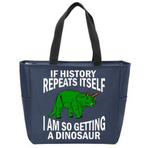 History Repeating Dinosaur Zip Tote Bag