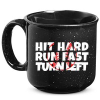 Hit Hard Run Fast Turn Left Funny Baseball 15oz Campfire Ceramic Mug