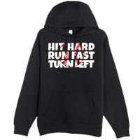 Hit Hard Run Fast Turn Left Funny Baseball Premium Pullover Hoodie