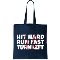 Hit Hard Run Fast Turn Left Funny Baseball Bag