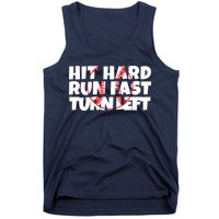 Hit Hard Run Fast Turn Left Funny Baseball Tank Top