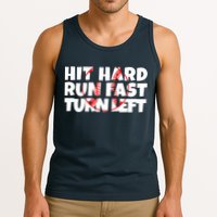 Hit Hard Run Fast Turn Left Funny Baseball Tank Top