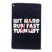 Hit Hard Run Fast Turn Left Funny Baseball Golf Towel