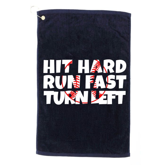 Hit Hard Run Fast Turn Left Funny Baseball Golf Towel