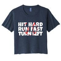 Hit Hard Run Fast Turn Left Funny Baseball Crop Top