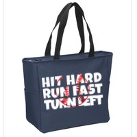 Hit Hard Run Fast Turn Left Funny Baseball Zip Tote Bag