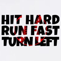 Hit Hard Run Fast Turn Left Funny Baseball Garment-Dyed Sweatshirt