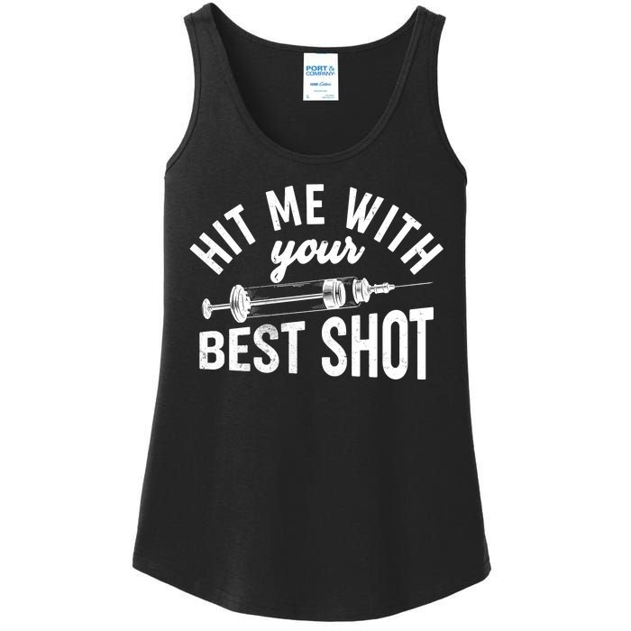 Hit Me With Your Best Shot Funny Vaccinated Ladies Essential Tank