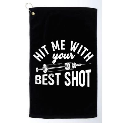 Hit Me With Your Best Shot Funny Vaccinated Golf Towel