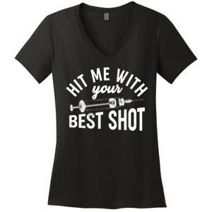 Hit Me With Your Best Shot Funny Vaccinated Women's V-Neck T-Shirt