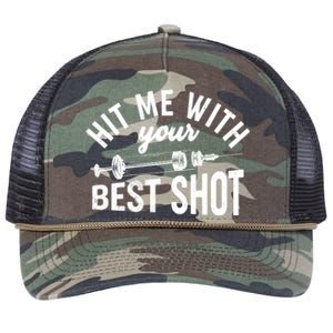 Hit Me With Your Best Shot Funny Vaccinated Retro Rope Trucker Hat Cap