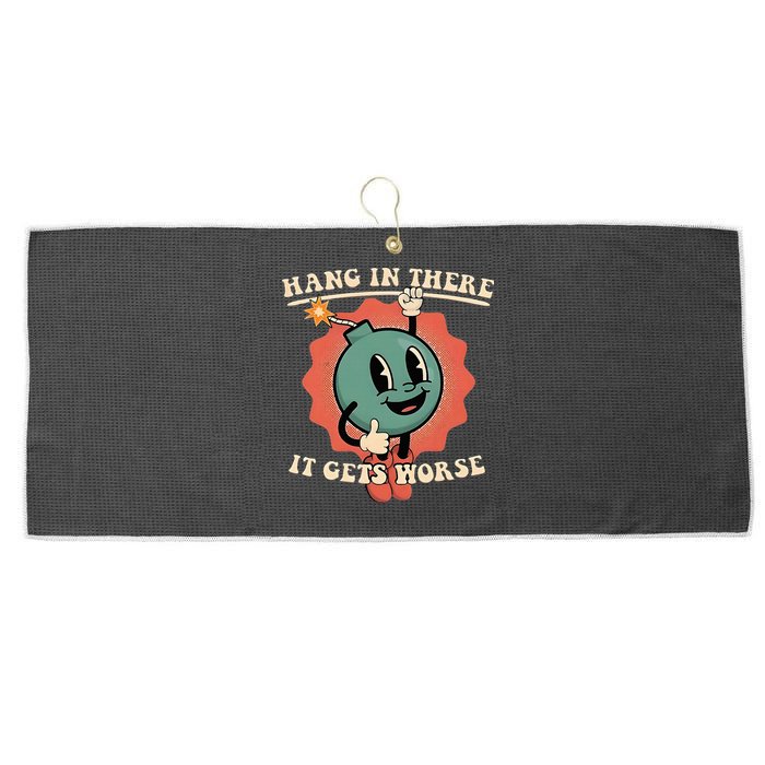 Hang In There It Gets Worse Existential Dread Large Microfiber Waffle Golf Towel
