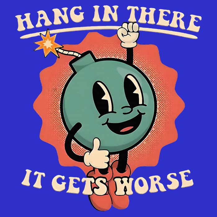 Hang In There It Gets Worse Existential Dread Stripe Pom Pom Beanie