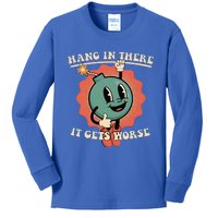 Hang In There It Gets Worse Existential Dread Kids Long Sleeve Shirt