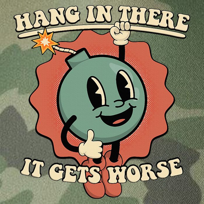 Hang In There It Gets Worse Existential Dread Cartoon Bomb Legacy Tie Dye Trucker Hat
