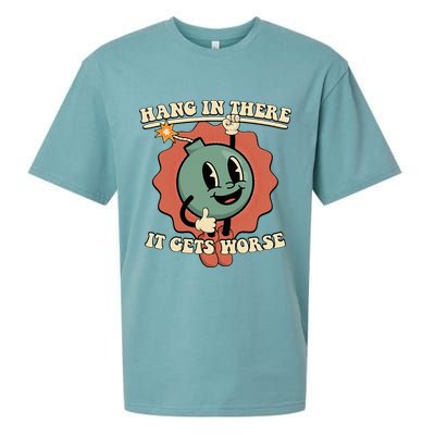 Hang In There It Gets Worse Existential Dread Cartoon Bomb Sueded Cloud Jersey T-Shirt