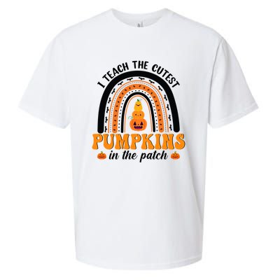 Halloween I Teach The Cutest Pumpkins In The Patch Rainbow Gift Sueded Cloud Jersey T-Shirt