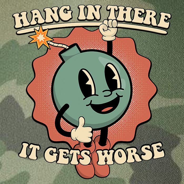 Hang In There It Gets Worse Existential Dread Cartoon Bomb Legacy Tie Dye Trucker Hat