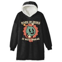 Hang In There It Gets Worse Existential Dread Cartoon Bomb Hooded Wearable Blanket