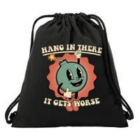 Hang In There It Gets Worse Existential Dread Cartoon Bomb Drawstring Bag